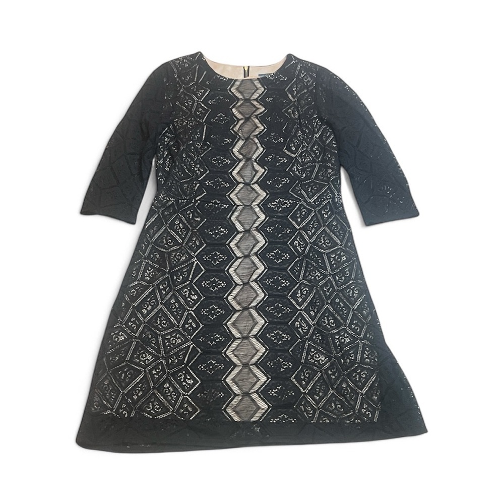Gabby Skye Black Lace Long Sleeve Dress sz 14 EUC